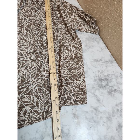 JM Collection Women's Brown Leaf Print 3/4 Sleeve Open Front Cardigan Size XL - Picture 5 of 5
